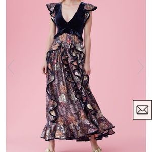 Rebecca Taylor GLISTENING VELVET RUFFLE DRESS sz 8